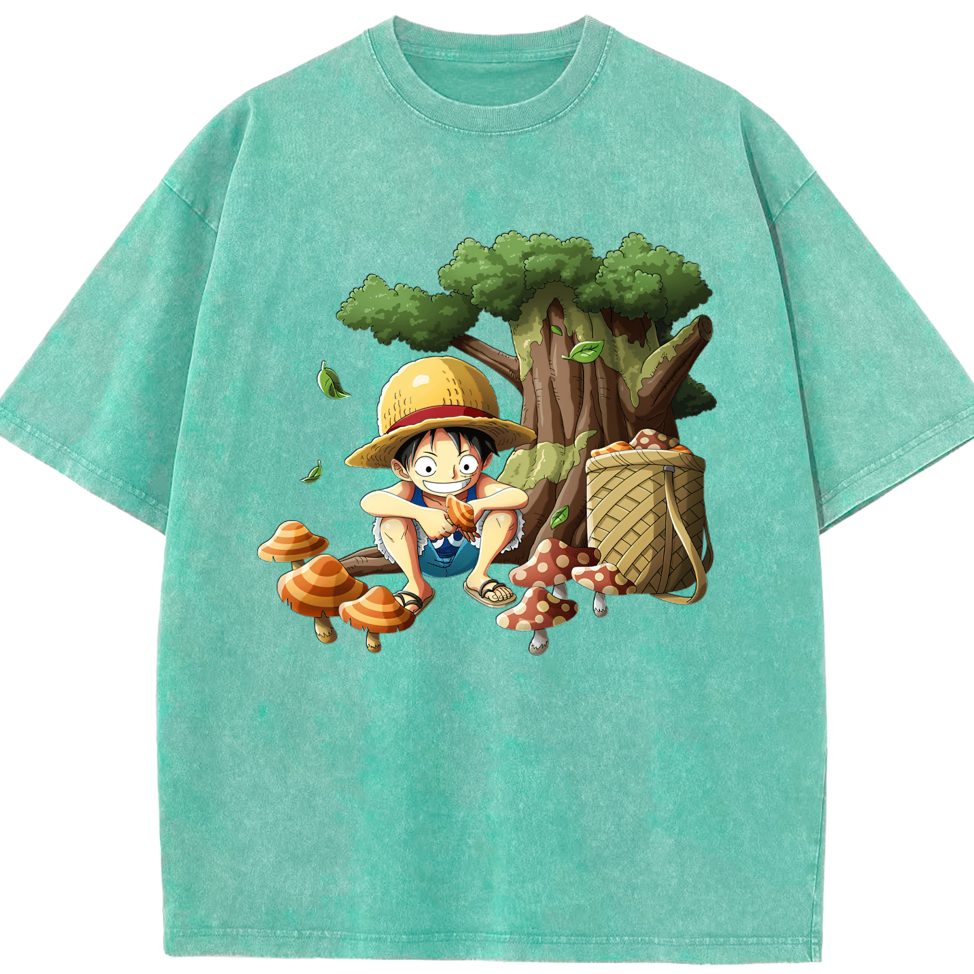 （画像用） ワンピース モンキー・D・ルフィ ONE PIECE Monkey D. Luffy 綿100% ヴィンテージ風 半袖Tシャツ（フロントプリント）